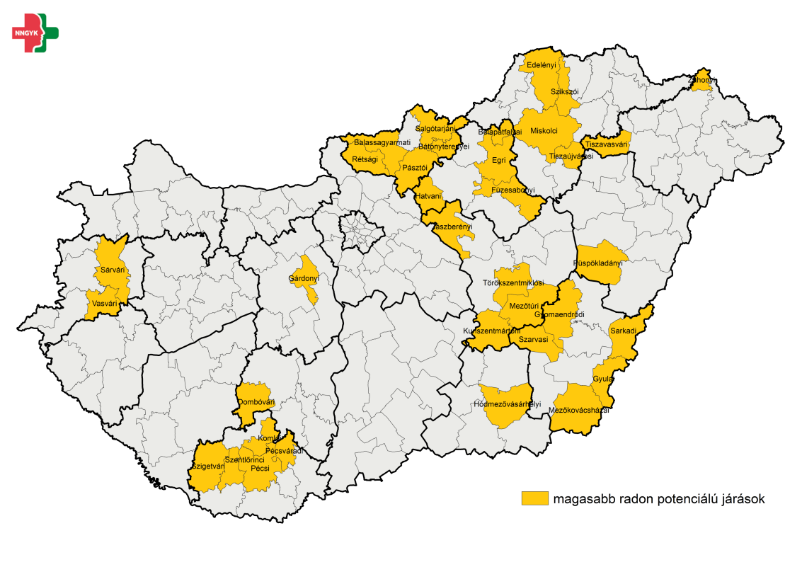 magasabb radonkockazatu helyek mo